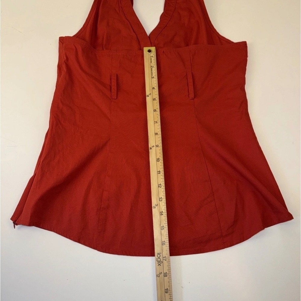 HeartSoul Halter Top Women Large Red Ruffle Neck Cotton Spandex Chic Blouse Boho - Picture 11 of 14